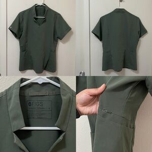•FIGS• Inala Slim Scrub Top PO# 3002 Moss Green